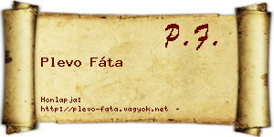 Plevo Fáta névjegykártya